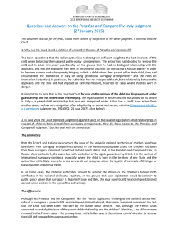 Questions and Answers on the Paradiso and Campanelli v. Italy