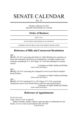 SENATE CALENDAR - Kansas Legislature