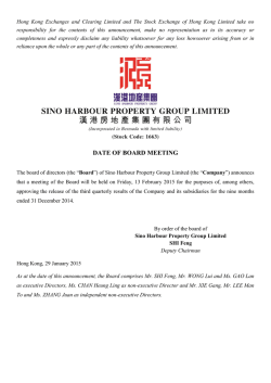 DATE OF BOARD MEETING - Sino Harbour Property Group Limited