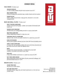 DINNER MENU - BTU Brasserie