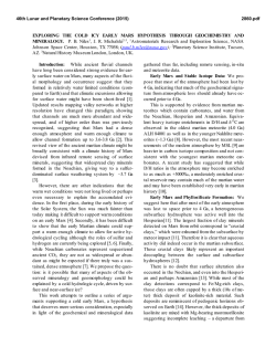 Exploring the Cold Icy Early Mars Hypothesis - USRA