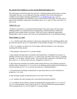 For Anyone New Coming to A.A. For Anyone Referring People to