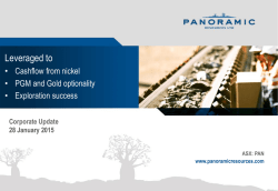 Corporate Update - Panoramic Resources