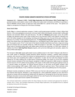 PACIFIC RIDGE GRANTS INCENTIVE STOCK OPTIONS