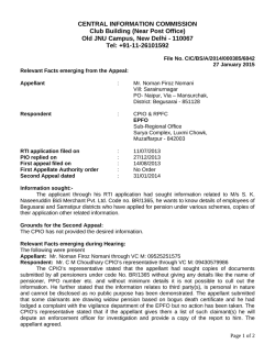 Decision No. CIC/BS/A/2014/000385/6842 dated 27-01