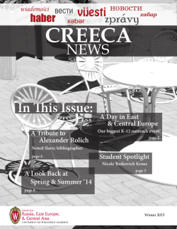 Winter 2015 - CREECA - University of Wisconsin&ndash;Madison