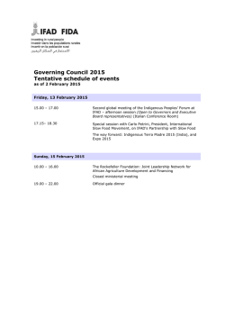 Governing Council 2015 Tentative schedule of events