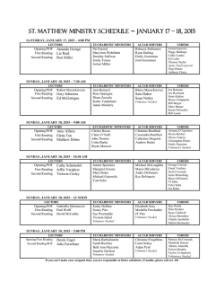 January 17-18 &ndash; February Ministry Schedule