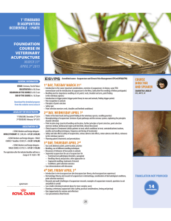 1&deg; ITINERARIO DI AGOPUNTURA OCCIDENTALE