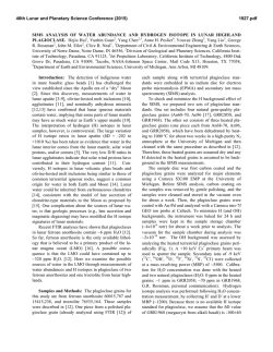 SIMS Analysis of Water Abundance and Hydrogen - USRA