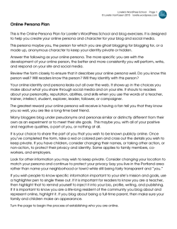 Online Persona Plan and Worksheet (PDF)