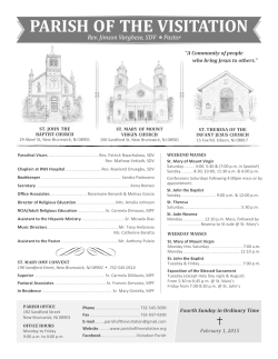 Bulletin- 004 Third Sunday in Ordinary Time January 25, 2014