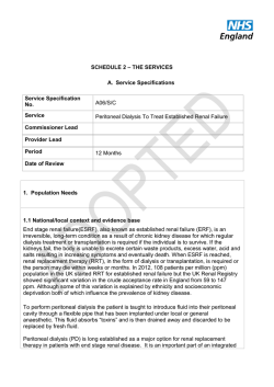 Peritoneal Dialysis to treat Established Renal Failure