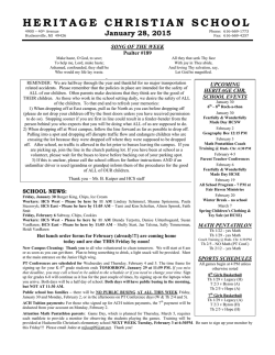 Weekly Memo - Heritage Christian School