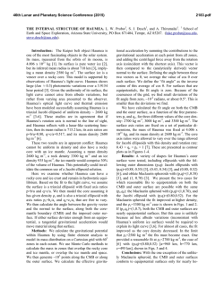 THE INTERNAL STRUCTURE OF HAUMEA. L. W. Probst1, S. J.