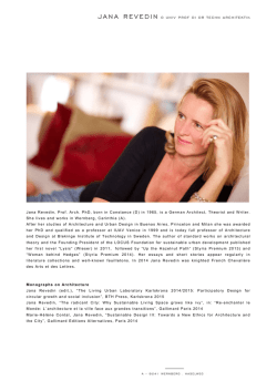 Jana Revedin, Prof. Arch. PhD, born in Constance (D) in 1965, is a