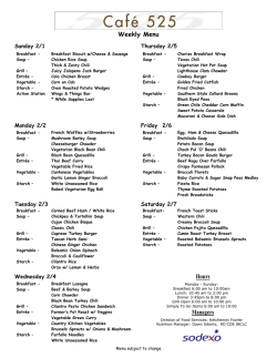 Menu for week of - Dameron Hospital