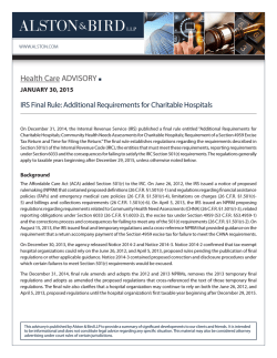 IRS Final Rule: Additional Requirements for Charitable Hospitals