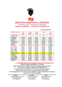 Melfi Schedule Jan 29 2015