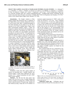 SELECT MSL SAMPLE ANALYSIS AT MARS (SAM) - USRA