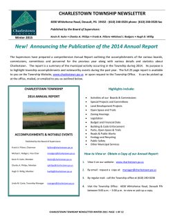 Charlestown Township Newsletter &ndash; Winter 2015