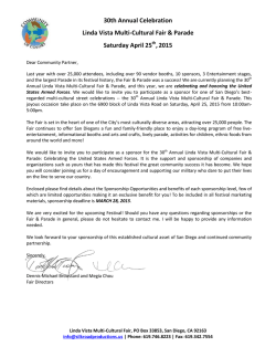 Sponsor Letter and Form - 30th Annual Linda Vista Multi