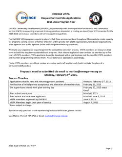EMERGE VISTA Request for Host Site Applications 2015-2016