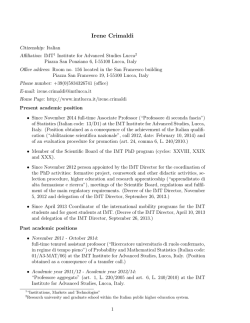 Curriculum Vitae - IMT Institute for Advanced Studies Lucca