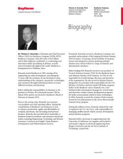 Tom Kennedy bio January 2105