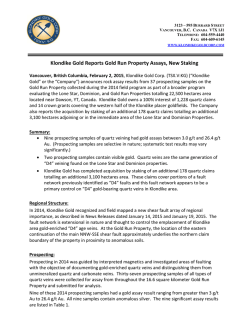 Klondike Gold Reports Gold Run Property Assays, New