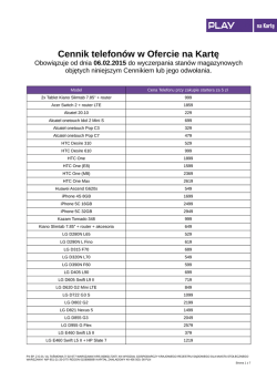 Cennik telefon&oacute;w w Ofercie na Kartę