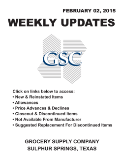 WEEKLY UPDATES - Grocery Supply Company