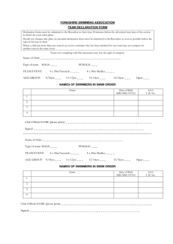 Teams Declaration Form - Yorkshire Swimming Association