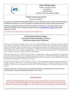 Western Michigan Chapter Tuesday, February 10, 2015 Porto
