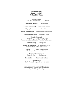 Worship Services January 31, 2015 9:15 and 11