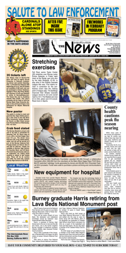 New equipment for hospital Burney graduate Harris retiring from