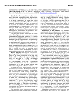 COMPOSITION OF THE LUNAR HIGHLANDS AS REVEALED BY
