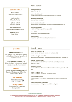 Specialita Primi starters Secondi mains Contorni Sides &pound;4