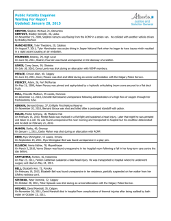 Fatality Inquiry Schedule - Waiting for Report