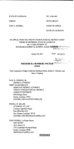 DISMISSED - Fifth Circuit Court of Appeal