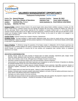 Landmark Cinemas Weyburn Soo, General Manager