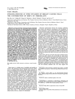 Ethanol-induced in vitro invasion of breast cancer