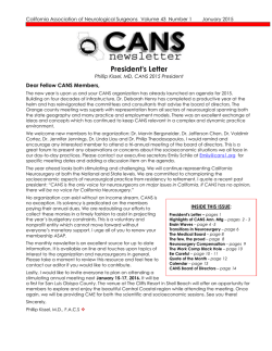 CANS January 2015 Newsletter - Council of State Neurosurgical