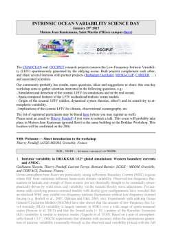 INTRINSIC OCEAN VARIABILITY SCIENCE DAY