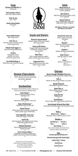 Dinner Menu - The Happy Gnome