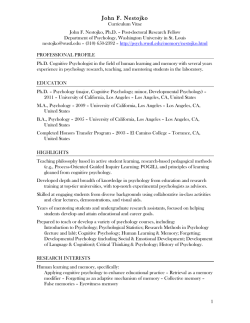 Curriculum Vitae - Department of Psychology