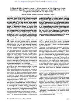 X-Linked Sideroblastic Anemia: Identification of the Mutation