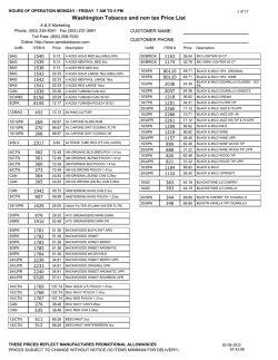 Washington Tobacco and non tax Price List