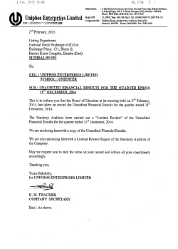 h uqi-Enterpd es Limited Rcgd. Off.