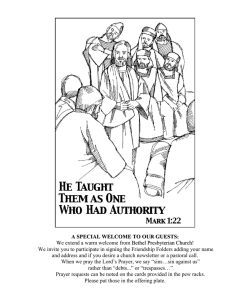 Order of Worship - Bethel Presbyterian Church